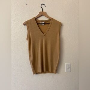 Dalkeith Sweater Mens Sweater Vest V-Neck 100% Lambswool Pullover Tan Size S